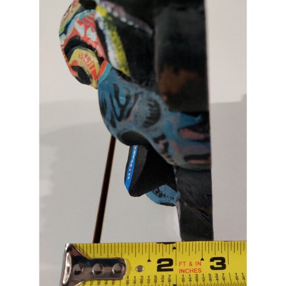 Chinese / Tibetan Vtg Dragon Wizard Hand Carved Wood & Painted Prayer Mask Decor - Picture 12 of 14